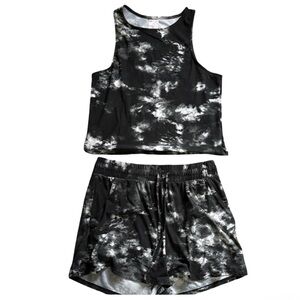 No Boundaries Black and White Tie-Dye Lounge Set